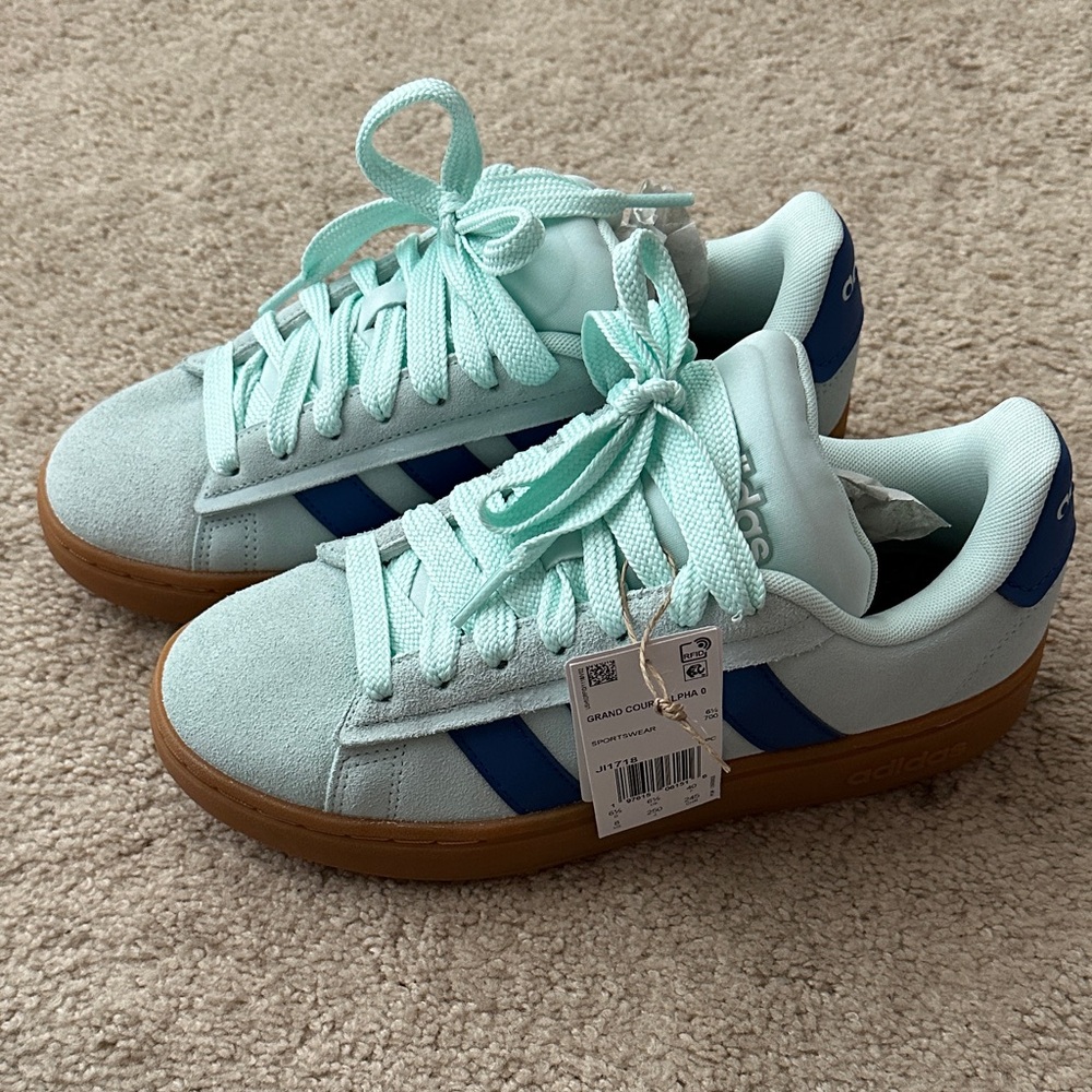 adidas womens Mint Green & Royal Suede Sneakers with Gum Sole